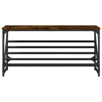 Schoenenrek 90x30x45 cm bewerkt hout gerookt eikenkleurig - thumbnail