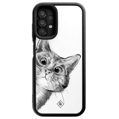 Samsung Galaxy A13 4G zwarte case - Kat kiekeboe Samsung Galaxy A13 4G zwarte case - Kat kiekeboe