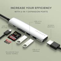 Satechi USB-C 6-in-1 Slim multiport adapter (4K) - Silver - thumbnail