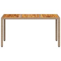 Tuintafel 150x90x75 cm poly rattan en massief acaciahout beige - thumbnail