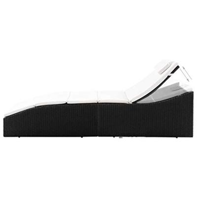 Ligbed met kussen poly rattan zwart Ligbed met kussen poly rattan zwart