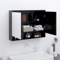 Badkamerkast met spiegel 80x15x60 cm MDF antracietkleurig - thumbnail