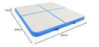 VidaXL Gymnastiekmat met pomp opblaasbaar 200x200x10 cm pvc blauw - thumbnail