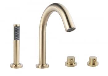 Caral 4-gats Badrandthermostaat Wiesbaden Afbouwset Geborsteld Messing Goud Caral 4-gats Badrandthermostaat Wiesbaden Afbouwset Geborsteld Messing Goud