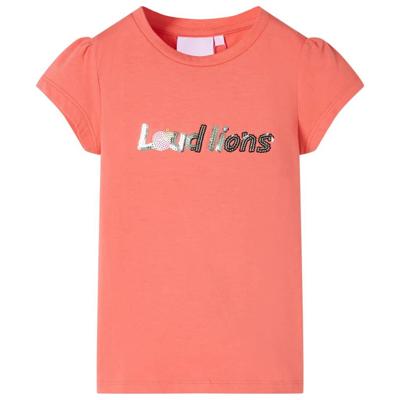 Kindershirt met kapmouwen 116 koraalkleurig Kindershirt met kapmouwen 116 koraalkleurig