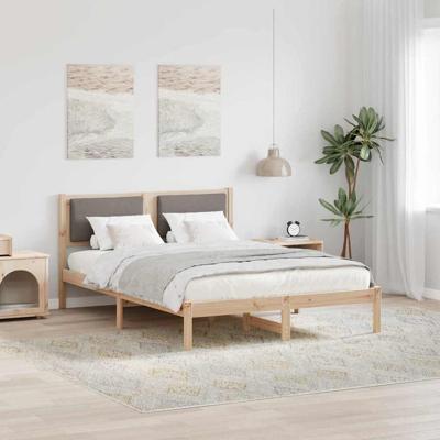 Bedframe met hoofdeinde Taupe 150 x 200 cm Massief grenenhout