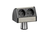 EVOline 93022055 Stekkerdoos 2-voudig Zwart, Zilver Zonder stekker 1 stuk(s) - thumbnail