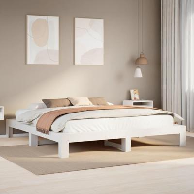 Bedframe zonder matras massief grenenhout wit 180x200 cm