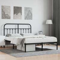 Bedframe met hoofdbord metaal zwart 140x190 cm - thumbnail