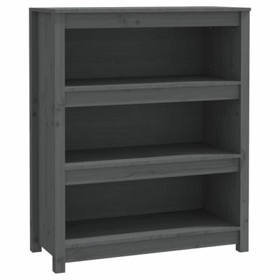 Boekenkast 80x35x97 cm massief grenenhout grijs