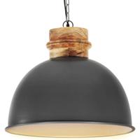 vidaXL Hanglamp industrieel rond E27 50 cm massief mangohout grijs - thumbnail