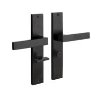 Mooi Deurbeslag Deurklink Lusso wc slot 63/8mm geveerd met schild mat zwart - thumbnail