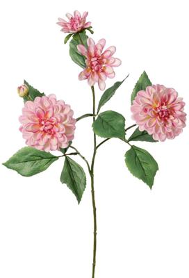 Dahlia Garden art met 4 bloemen 2x L/1x M/1x S & 1 knop met 12 bladeren 69 cm kunstbloem I Top Art - Top art