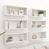 Wandschappen kubus 6 st 60x15x23 cm spaanplaat wit - thumbnail
