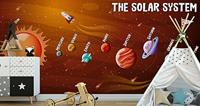 Fotobehang - Zonnestelsel met namen, Kinderkamer premium print, inclusief behanglijm - thumbnail