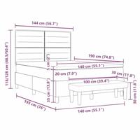 Boxspringbed met matras Lichtgrijs 140 x 190 cm Stof - thumbnail