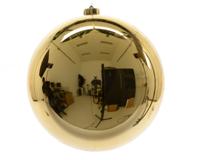 Decoris kerstbal Plastic Licht goud glans 14cm - thumbnail