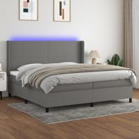 Boxspring met matras stof donkergrijs 200x200 cm - thumbnail