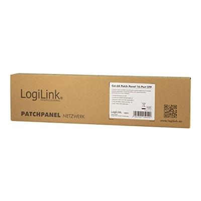 LogiLink Professional NP0075 volledig afgeschermd CAT 6A patch- / verdelerveld met 16 poorten, PoE en PoE+, (1 hoogteeenheid) lichtgrijs