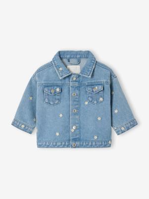 Denim jas baby meisjes bloemen stone