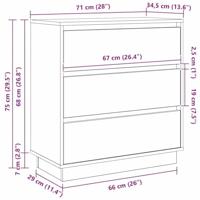 Nachtkastje met lade met Wit 71 x 34,5 x 75 cm Bewerkt hout - thumbnail
