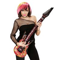 Rocker Opblaasbare Gitaar Met Vlammen 105cm - thumbnail