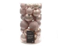 Decoris kerstballen set Plastic 30st poederroze 4-5-6cm - thumbnail
