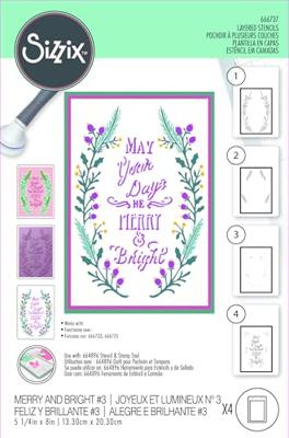 Sizzix • layered stencils a6 merry & bright 4pcs