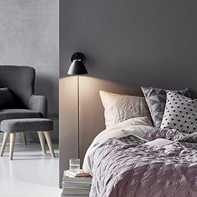 Wandlamp zwart &apos;Strap 15&apos; GU10 slaapkamerlamp metaal leer DFTP