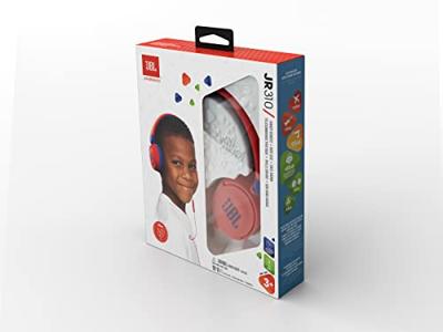 JBL Jr310 On-ear kinderkoptelefoon in rood-blauw - bekabelde koptelefoon met headset en afstandsbediening - ideaal voor school en vrije tijd