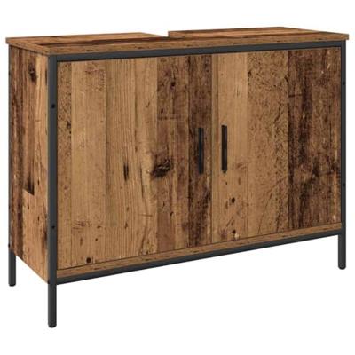 4-delige badkamermeubelset - Oud Hout - Geengineerd Hout