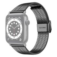 By Qubix - Metalen bandje - Zwart - Compatible met Apple watch 38mm / 40mm / 41mm / 42mm - Compatible Apple watch bandjes - thumbnail
