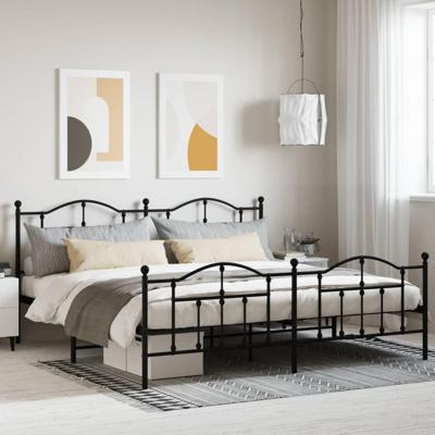 Bedframe met hoofd- en voeteneinde metaal zwart 193x203 cm Bedframe met hoofd- en voeteneinde metaal zwart 193x203 cm