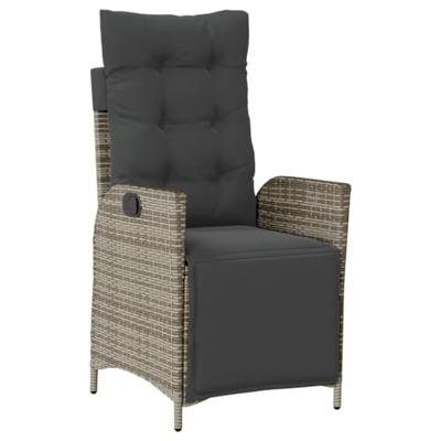 7-delige Tuinset met kussens poly rattan grijs