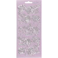 Stickers, rozen, vel 10x23 cm, zilver, 1 vel - thumbnail