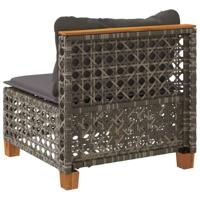 Tuinbank zonder armleuning met kussens poly rattan grijs - thumbnail