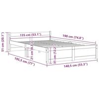 Bedframe massief hout 135x190 cm - thumbnail