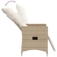 Tuinstoel verstelbaar met kussens poly rattan beige - thumbnail
