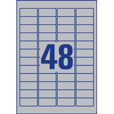 Avery-Zweckform L6009-100 Etiketten voor typeplaatjes 45.7 x 21.2 mm Polyester folie Zilver 4800 stuk(s) Permanent hechtend Laser (zwart/wit), Kopiëren