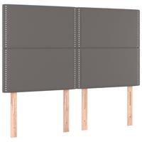 Bedframe met hoofdbord kunstleer grijs 140x190 cm - thumbnail