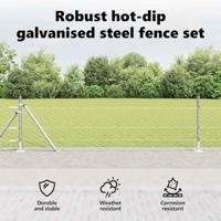 VidaXL Afrasteringspaal zilver 10 x 0,5 m (50 mm gaas) staal - thumbnail