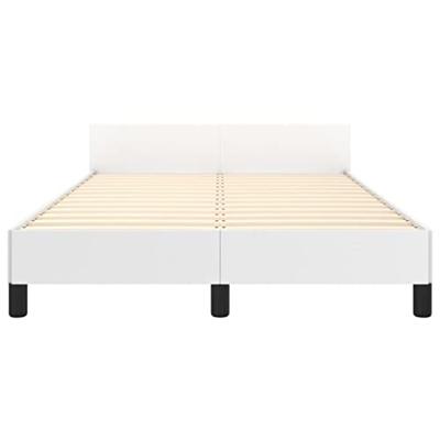 Bedframe met hoofdbord kunstleer wit 120x200 cm