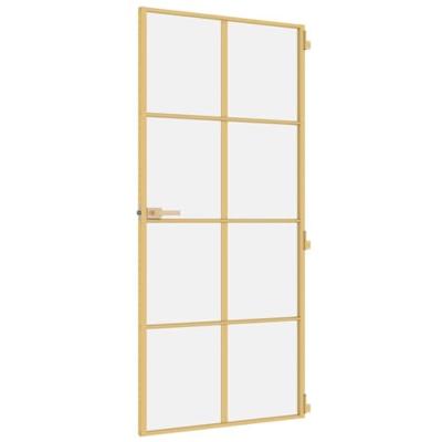 VidaXL Binnendeur smal 93x201,5 cm gehard glas en aluminium goudkleur