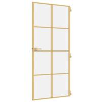 VidaXL Binnendeur smal 93x201,5 cm gehard glas en aluminium goudkleur - thumbnail