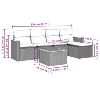 6-delige Loungeset met kussens poly rattan beige - thumbnail