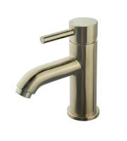 Wiesbaden Cadans wastafelmengkraan laag geborsteld messing - thumbnail