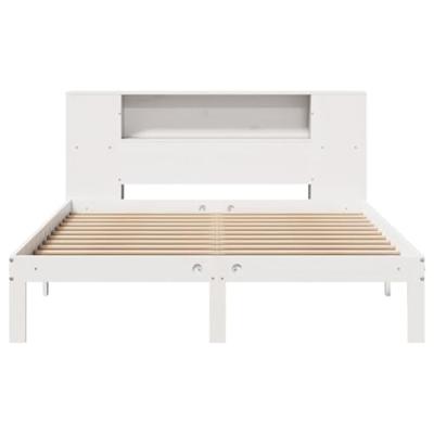 Bed met boekenkast zonder matras grenenhout wit 140x190 cm