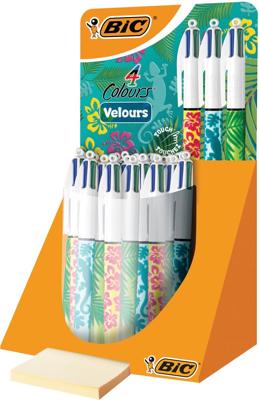 Bic Colours Velours 4-kleurenbalpen, medium, klassieke inktkleuren, display van 30 stuks Bic Colours Velours 4-kleurenbalpen, medium, klassieke inktkleuren, display van 30 stuks