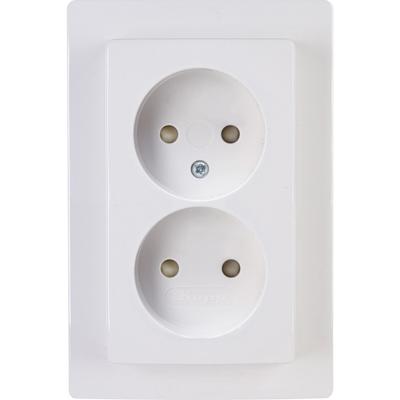 KOPP - Wandcontactdoos - Paris HK05 - Inbouw - 1-voudig Dubbel Stopcontact - Kinderbeveiliging - Arctic Glans Wit