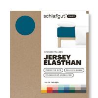 Schlafgut Schlafgut EASY Jersey Elasthan Hoeslaken S - 90x190 - 100x220 530 Petrol Deep - thumbnail